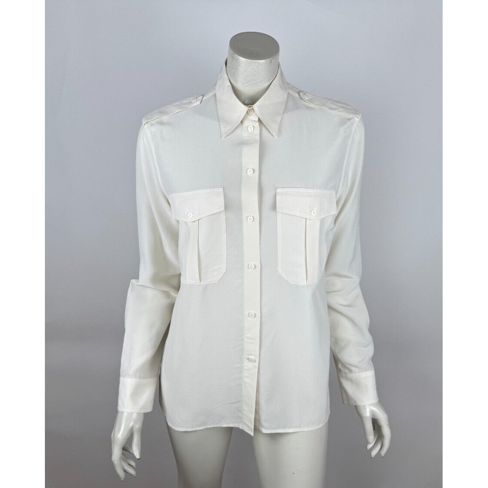 Aritzia Babaton Claudel Shirt Women XS EUC Washable Silk Long Sleeve Pockets Top